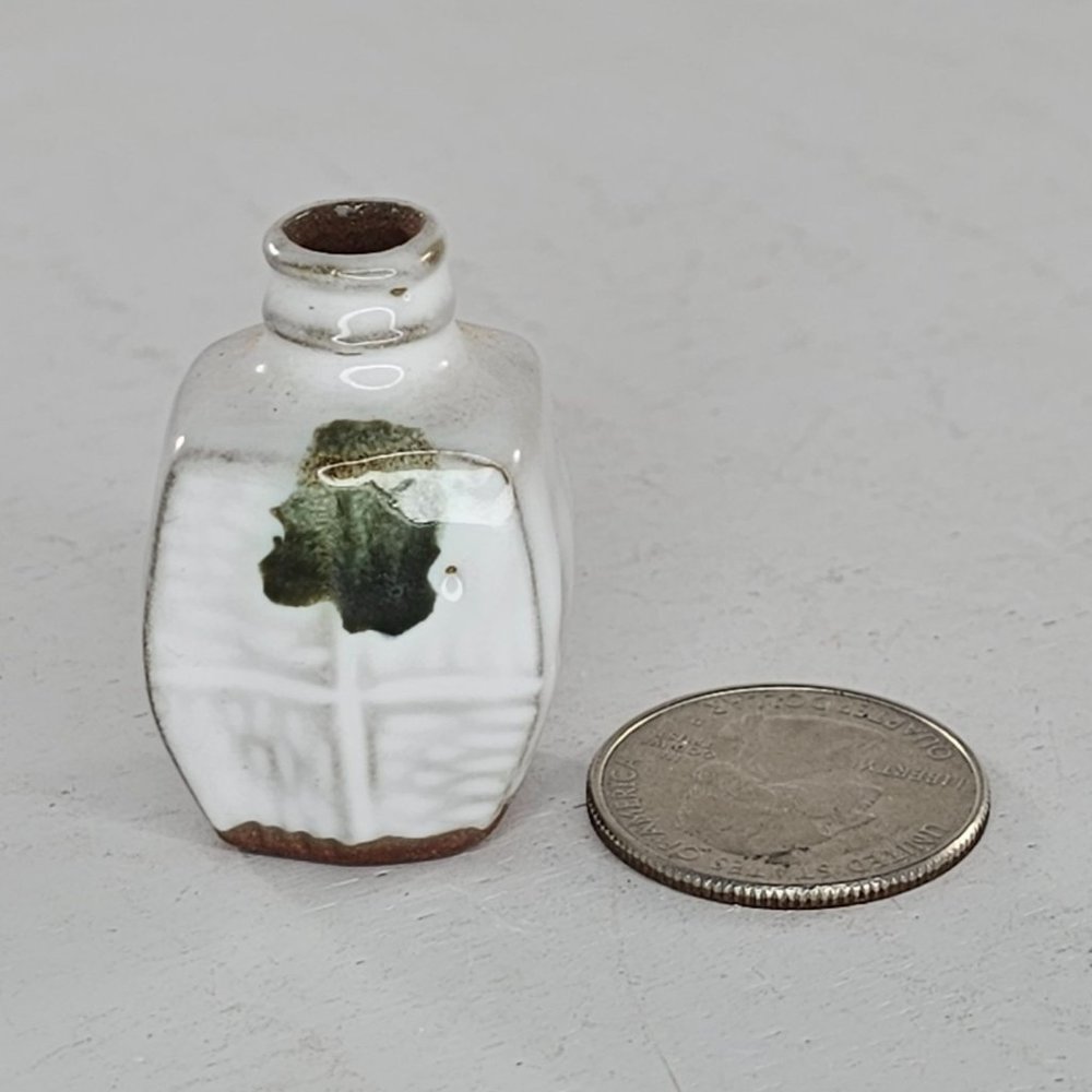 Miniature Redware Pottery Vase Figurine Tiny Small Kitsch Cute 1.5"